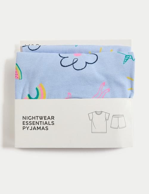 Mavi Unicorn Desenli Kısa Kollu Şortlu Pijama Takımı (1-8 Yaş)