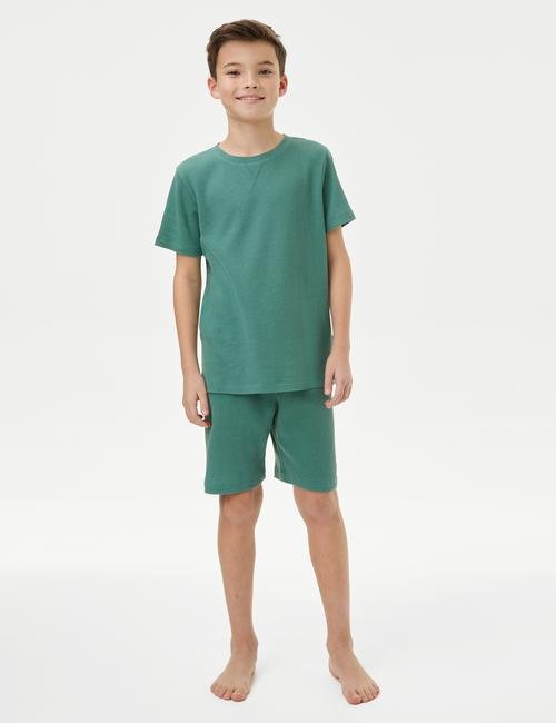 Yeşil Kısa Kollu Şortlu Pijama Takımı (6-16 Yaş)