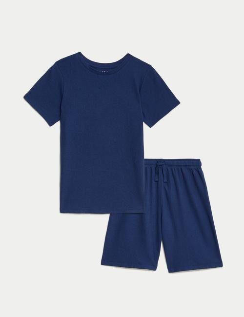 Mavi Kısa Kollu Şortlu Pijama Takımı (6-16 Yaş)