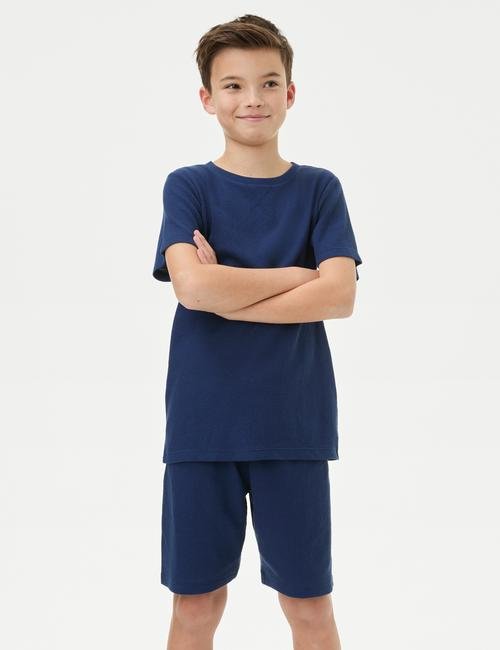Mavi Kısa Kollu Şortlu Pijama Takımı (6-16 Yaş)