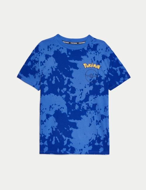 Mavi Saf Pamuklu Pokemon™ Desenli T-Shirt (6-16 Yaş)