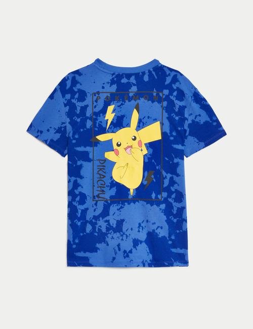 Mavi Saf Pamuklu Pokemon™ Desenli T-Shirt (6-16 Yaş)
