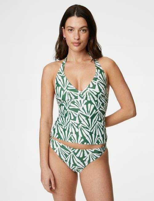 Yeşil Yüksek Bel Desenli Bikini Altı