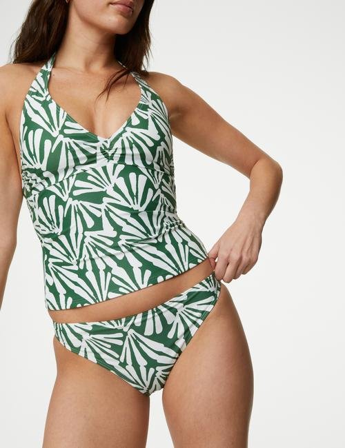 Yeşil Yüksek Bel Desenli Bikini Altı