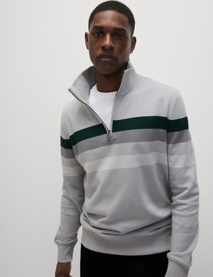 Saf Pamuklu Yarım Fermuarlı Sweatshirt
