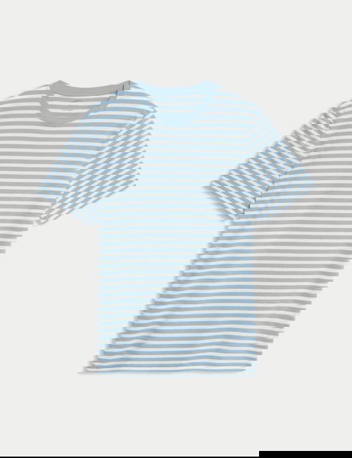 Mavi Regular Fit Bisiklet Yaka Çizgili T-Shirt