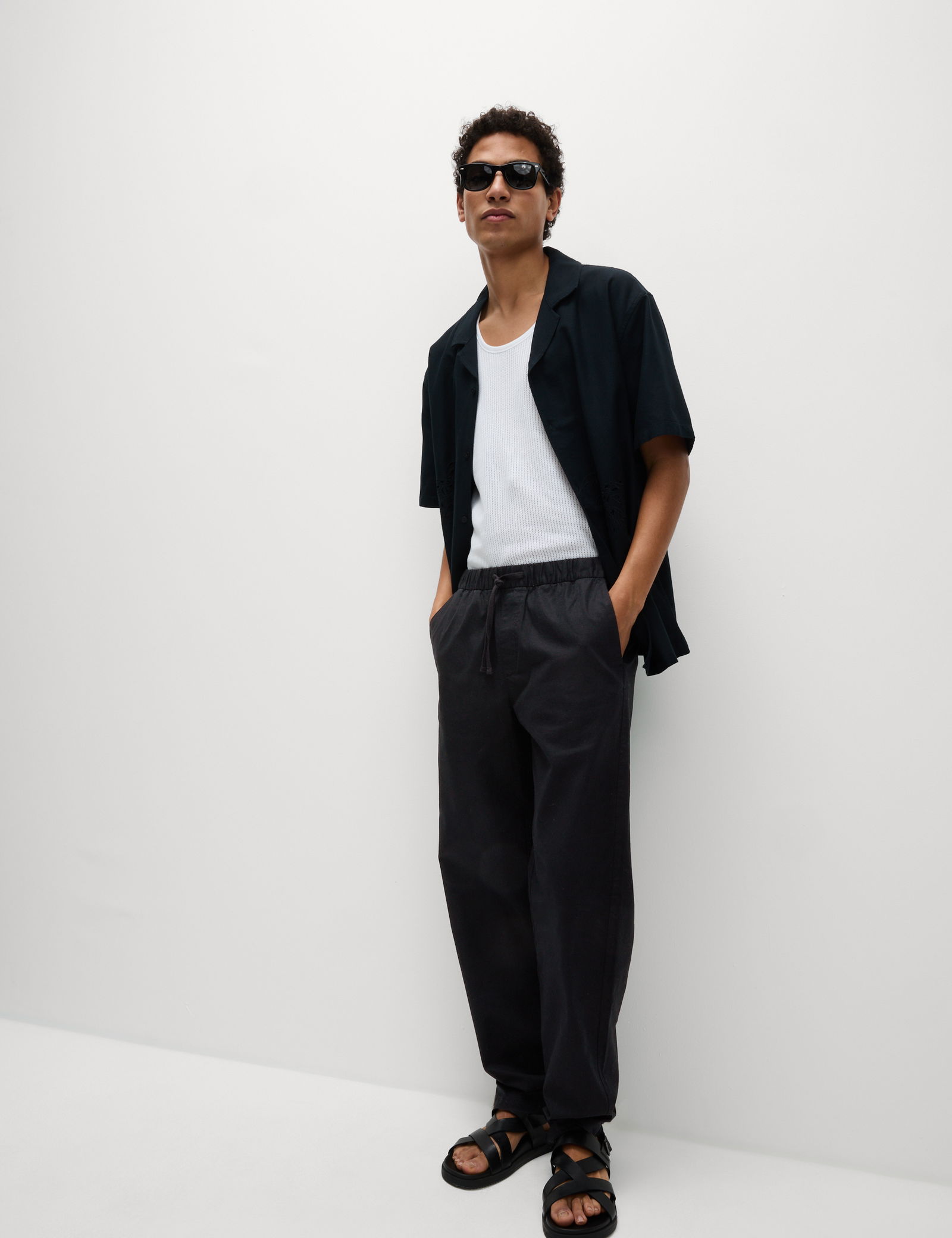 Loose Fit Pamuk Keten Karışımlı Pantolon