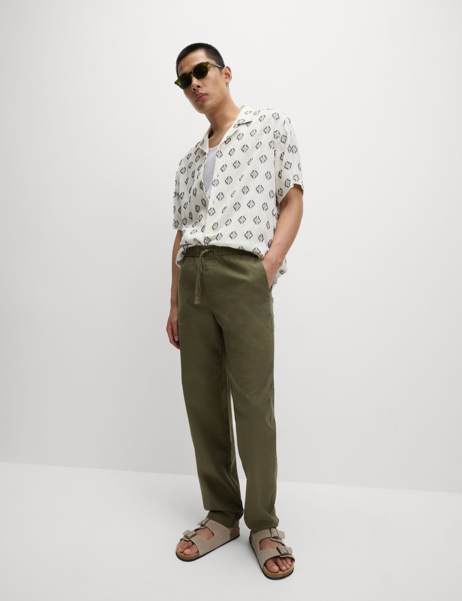 Loose Fit Pamuk Keten Karışımlı Pantolon
