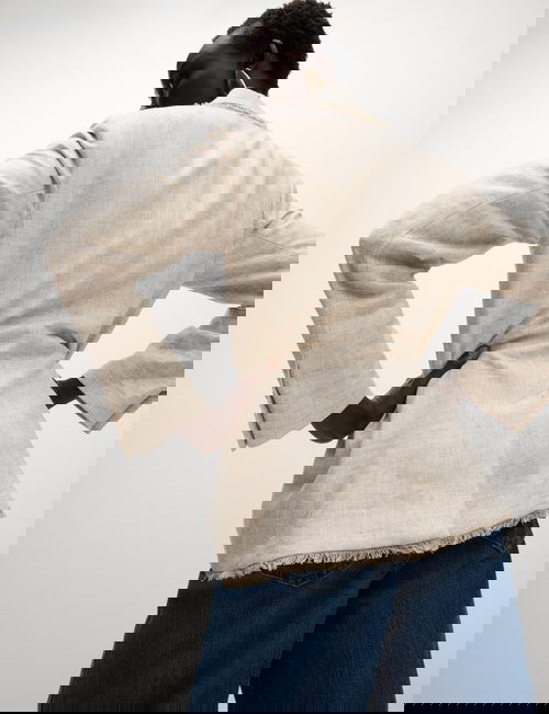 Renksiz Keten Karışımlı Blazer Ceket