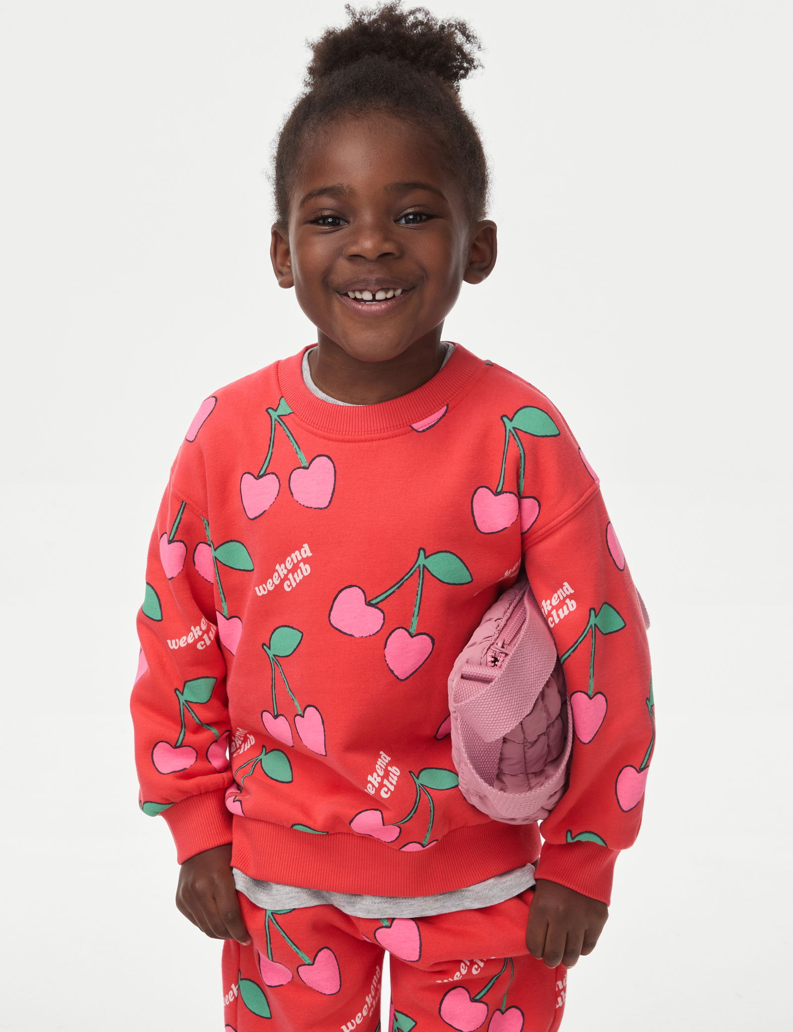 Pamuklu Kiraz Desenli Sweatshirt (2-8 Yaş)