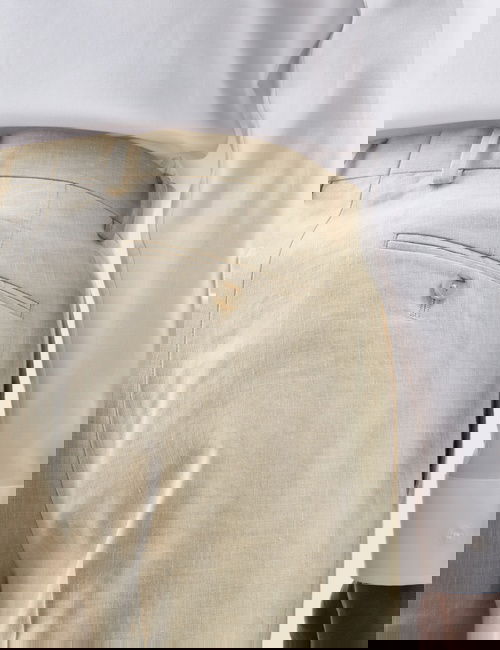 Gri Keten Karışımlı Tailored Fit Takım Pantolonu