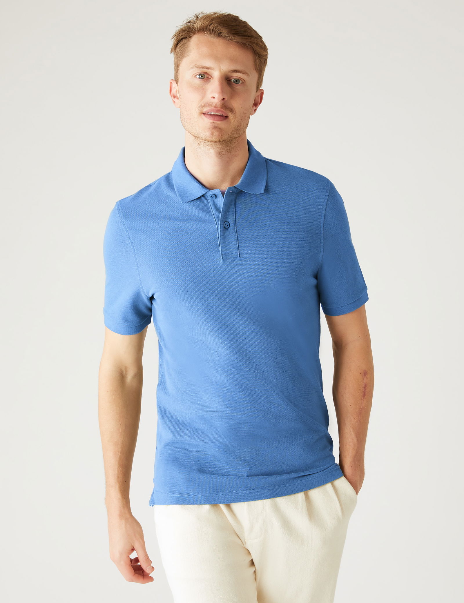 Saf Pamuklu Polo Yaka T-Shirt
