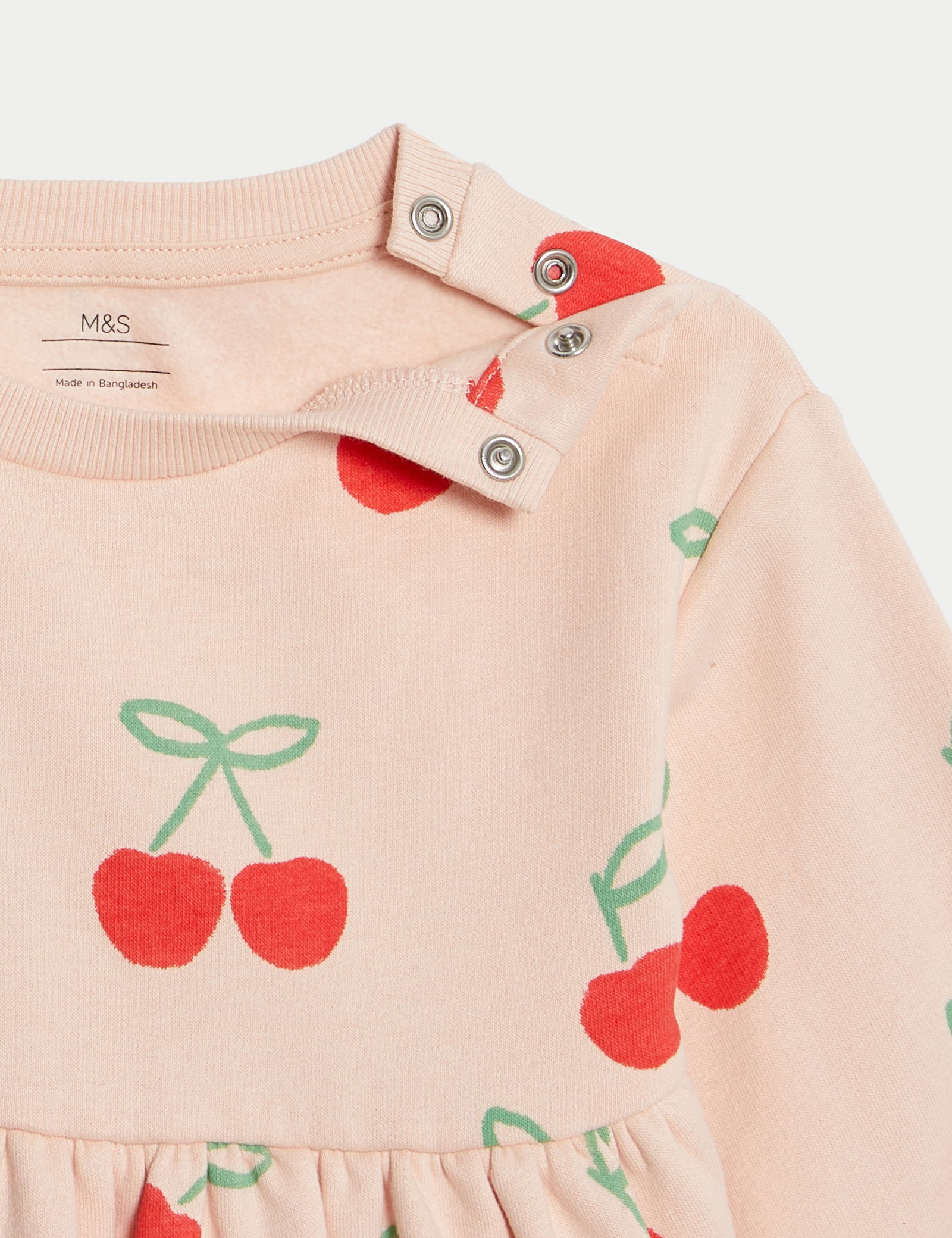 Pamuk Karışımlı Kiraz Desenli Sweatshirt Elbise (0-3 Yaş)