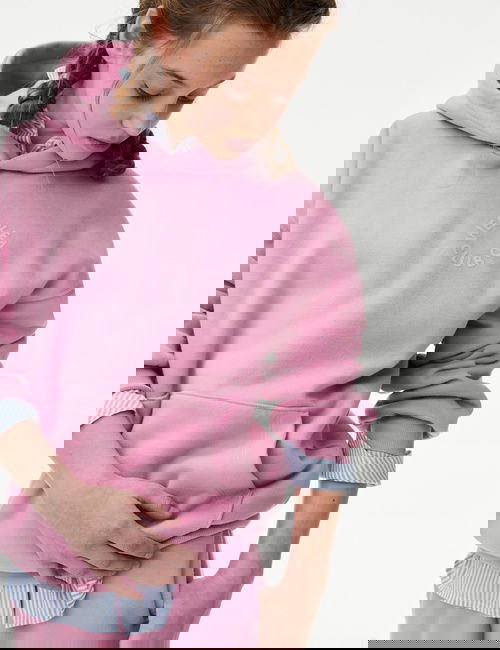 Pembe ​Pamuk Karışımlı Kapüşonlu Sweatshirt - Pembe (6-16 Yaş)​