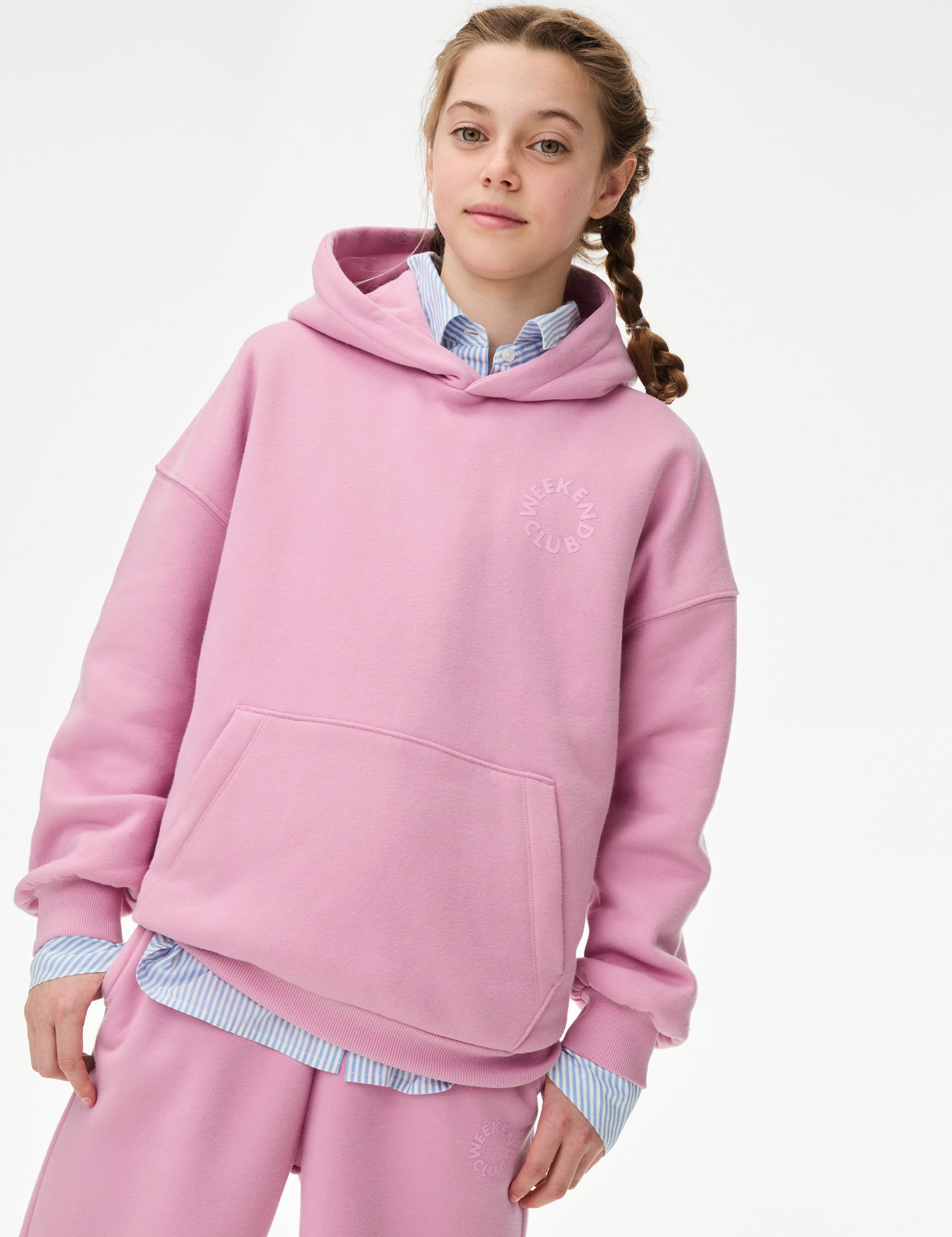 ​Pamuk Karışımlı Kapüşonlu Sweatshirt - Pembe (6-16 Yaş)​