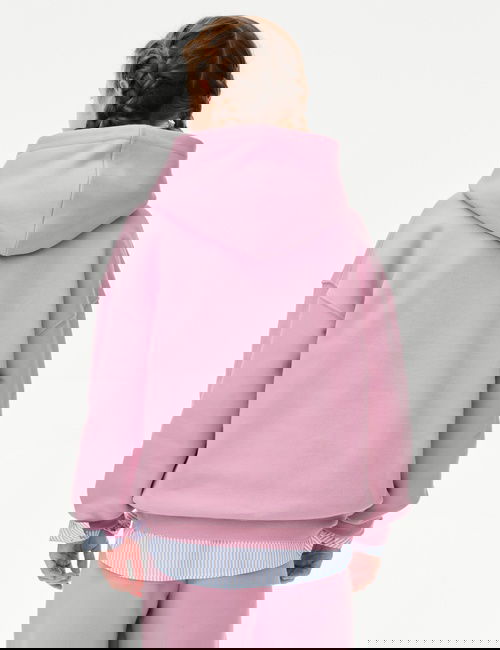 Pembe ​Pamuk Karışımlı Kapüşonlu Sweatshirt - Pembe (6-16 Yaş)​