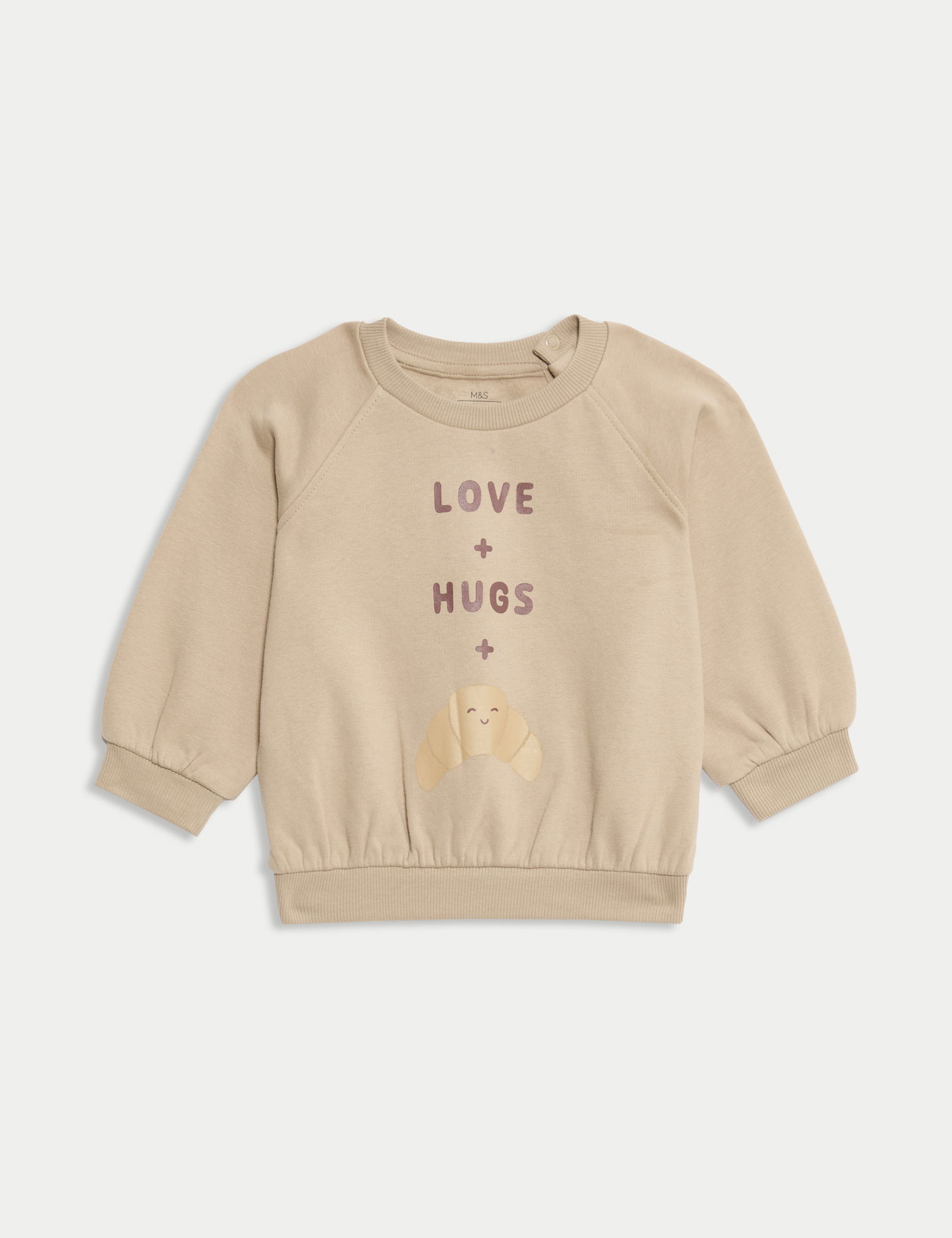 Pamuk Karışımlı "Love & Hugs" Sloganlı Sweatshirt (0–3 Yaş)​