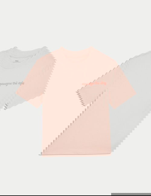 Pembe Saf Pamuklu Tişört​ (​2–8 Yaş)