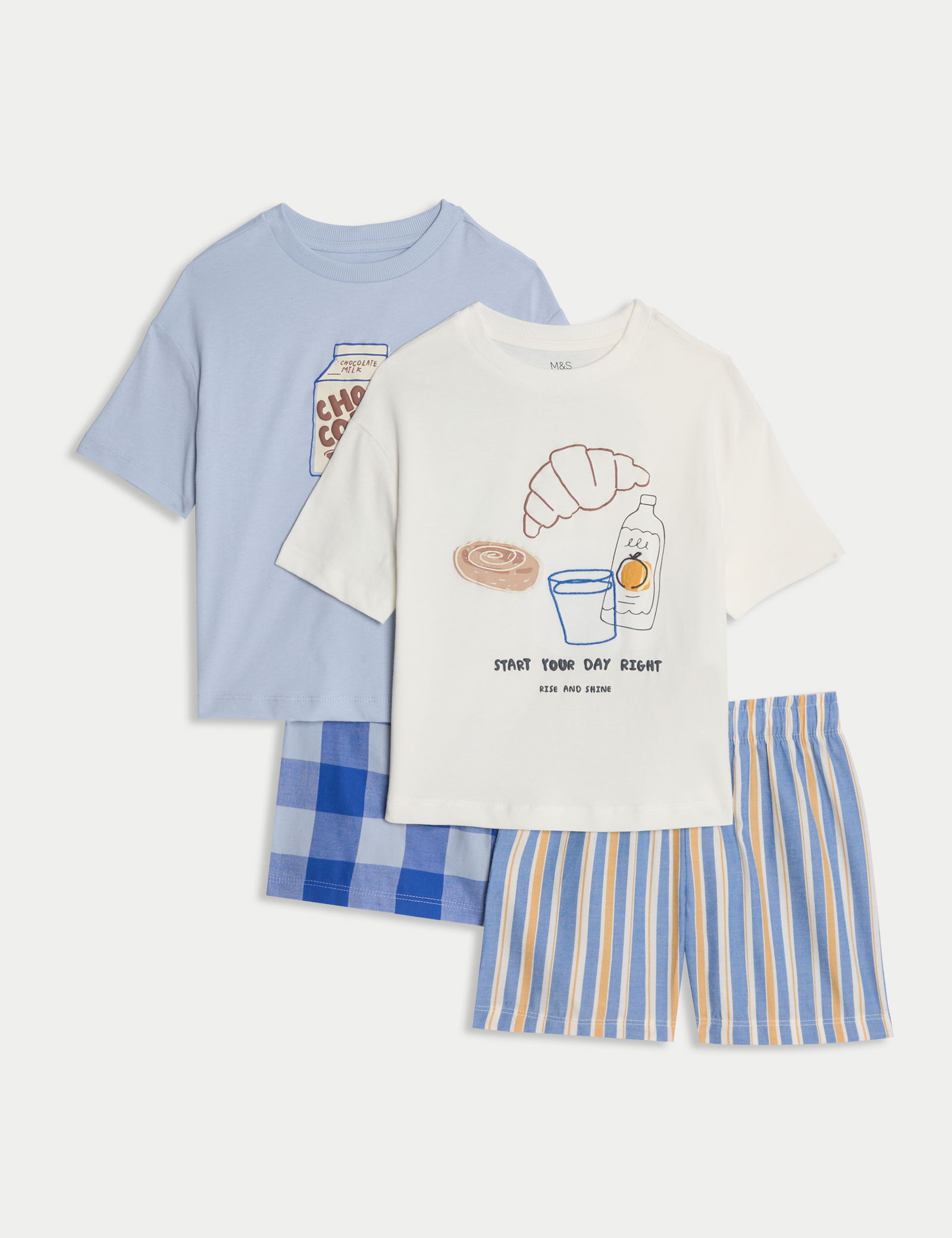 2'li Saf Pamuklu Grafik Desenli Dokuma Pijama Takımı​ (​1–8 Yaş)
