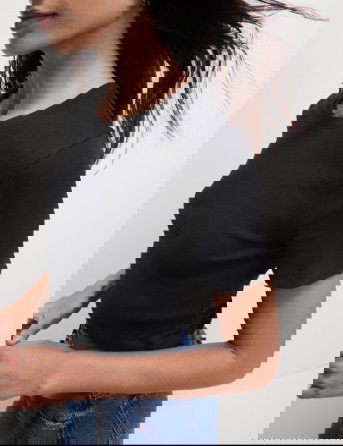 Siyah %100 Pamuklu Slim Fit Kısa Kollu Tişört