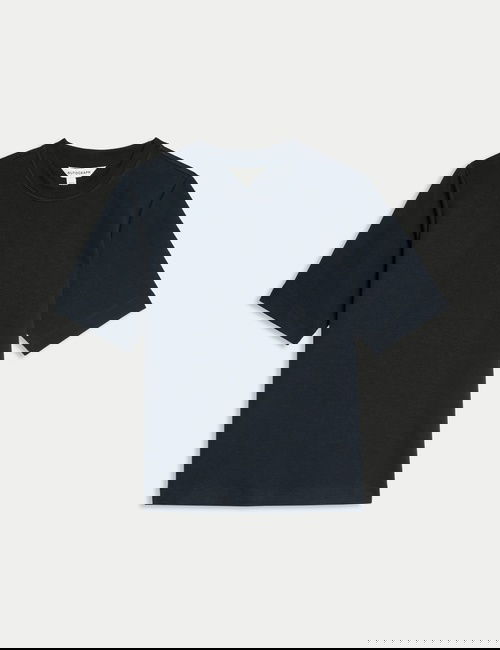Lacivert Pamuk Karışımlı T-Shirt