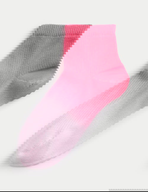 Medium Pembe Pamuk Karışımlı Ombre Bilek Çorabı