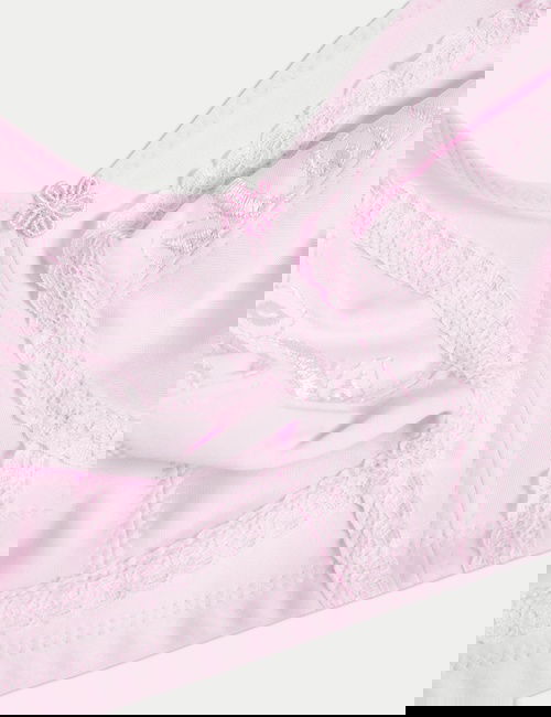 Pembe İşleme Detaylı Balensiz Toparlayıcı Pamuklu Sütyen