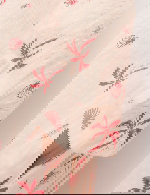 Pembe Mix Pamuk Karışımlı Desenli Sabahlık