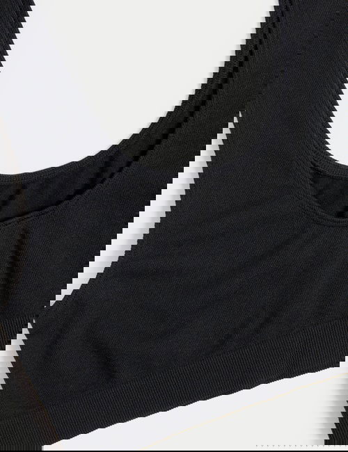 Siyah 3'lü Dikişsiz Balensiz Crop Top Sütyen Seti