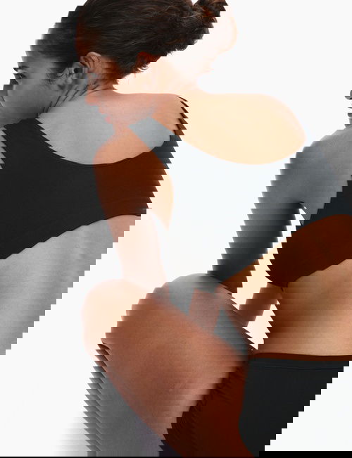 Siyah 3'lü Dikişsiz Balensiz Crop Top Sütyen Seti