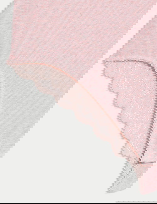 Pembe Mix Lotta Pamuk Karışımlı Ribanalı Body