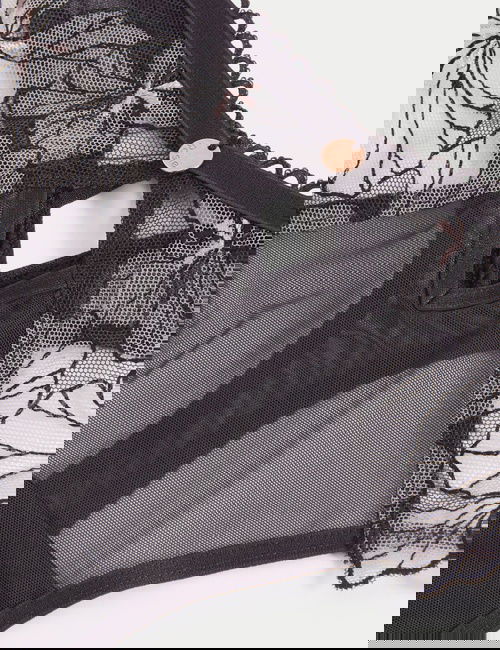 Gri Çiçek Desenli Tanga