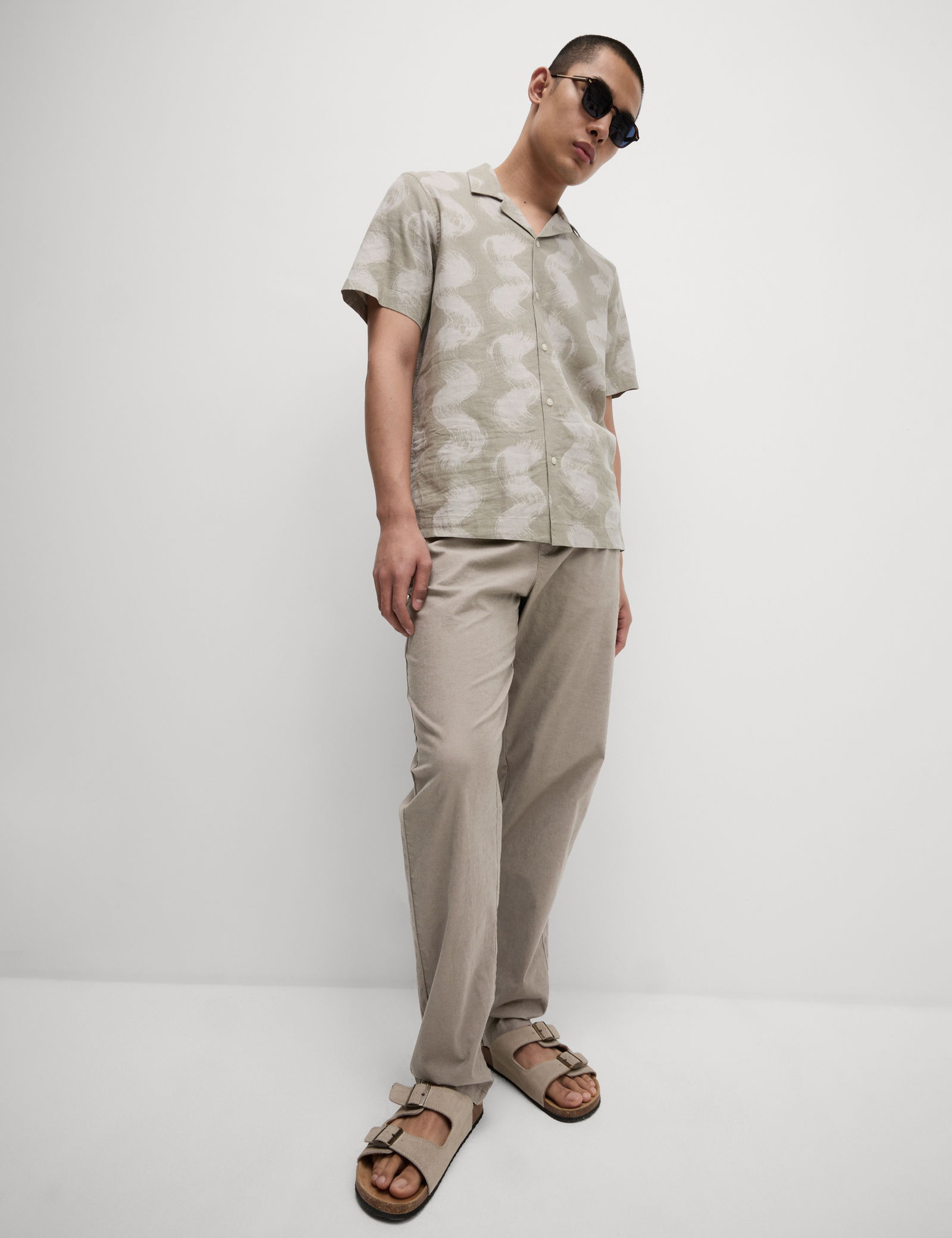 Loose Fit Pamuk Keten Karışımlı Pantolon