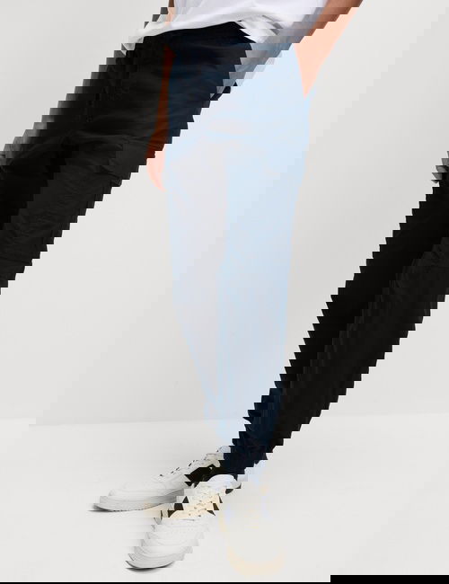 Lacivert Slim Fit Ripstop Kargo Pantolon