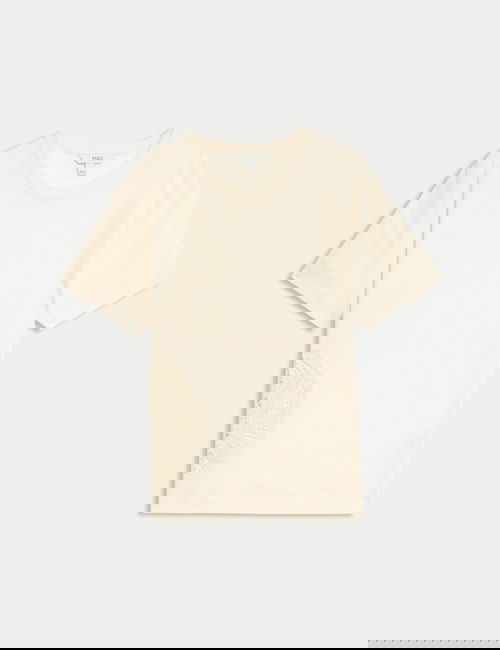 Krem Keten Karışımlı İşlemeli T-Shirt