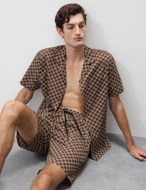 Pamuk Karışımlı Geometrik Desenli Pijama Şortu