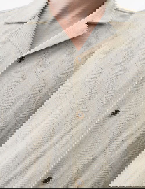 Gri Saf Pamuklu Dokulu Gömlek
