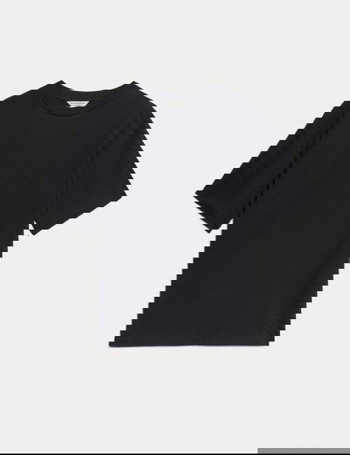 Siyah Saf Supima Pamuklu Oversize T-shirt