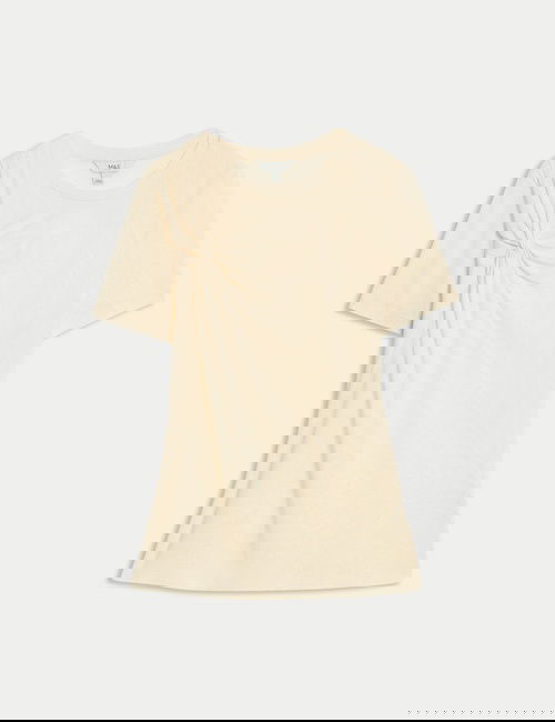 Krem Keten Karışımlı Bisiklet Yaka Burgu Detaylı T-Shirt