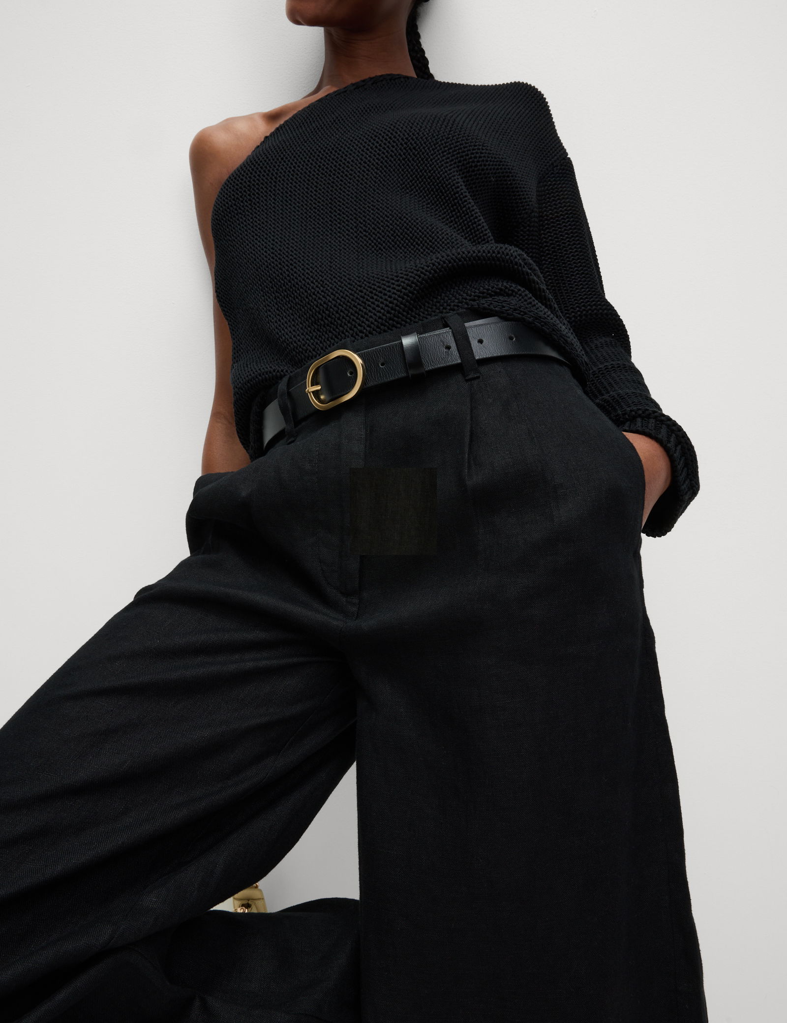 Saf Keten Wide Leg Pantolon