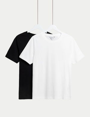 2'li Saf Pamuklu Bisiklet Yaka Regular Fit T-Shirt