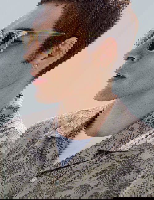 Bej Saf Pamuklu Hawaii Gömlek