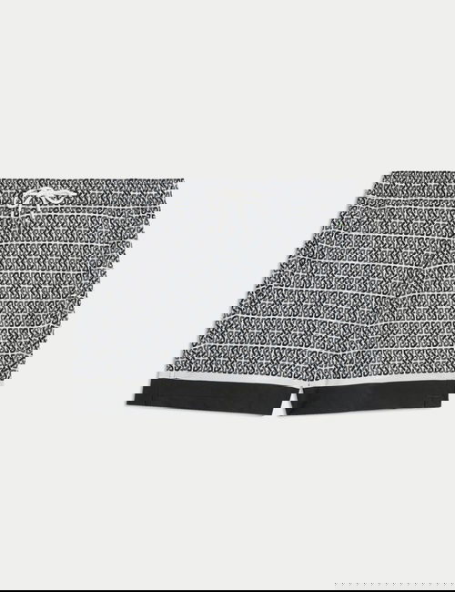 Siyah Hızlı Kuruyan Geometrik Desenli Erkek Mayo Şort