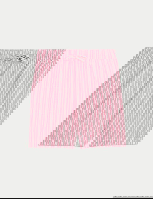Pembe Mix %100 Pamuklu Desenli Yüksek Bel Şort