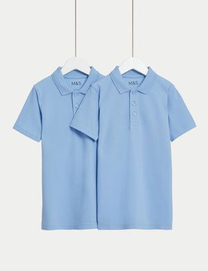Saf Pamuklu 2'li Kısa Kollu Polo Yaka Slim T-Shirt (2-18 Yaş)