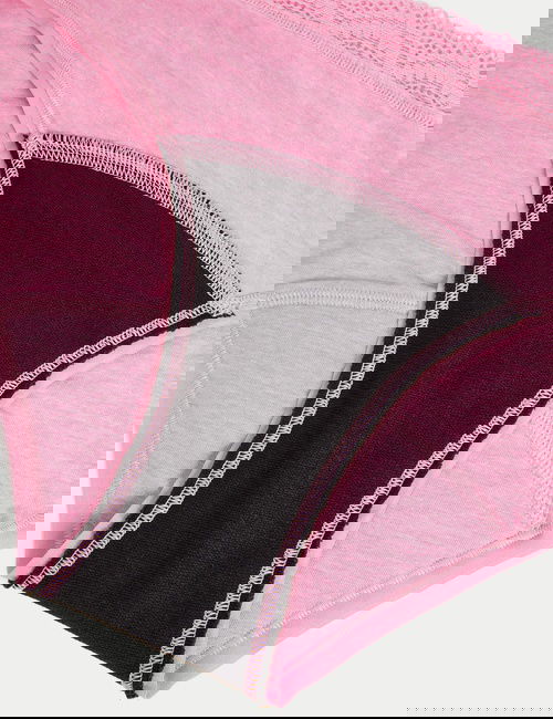 Bordo 3'lü Yüksek Emicili Dönem Bikini Slip