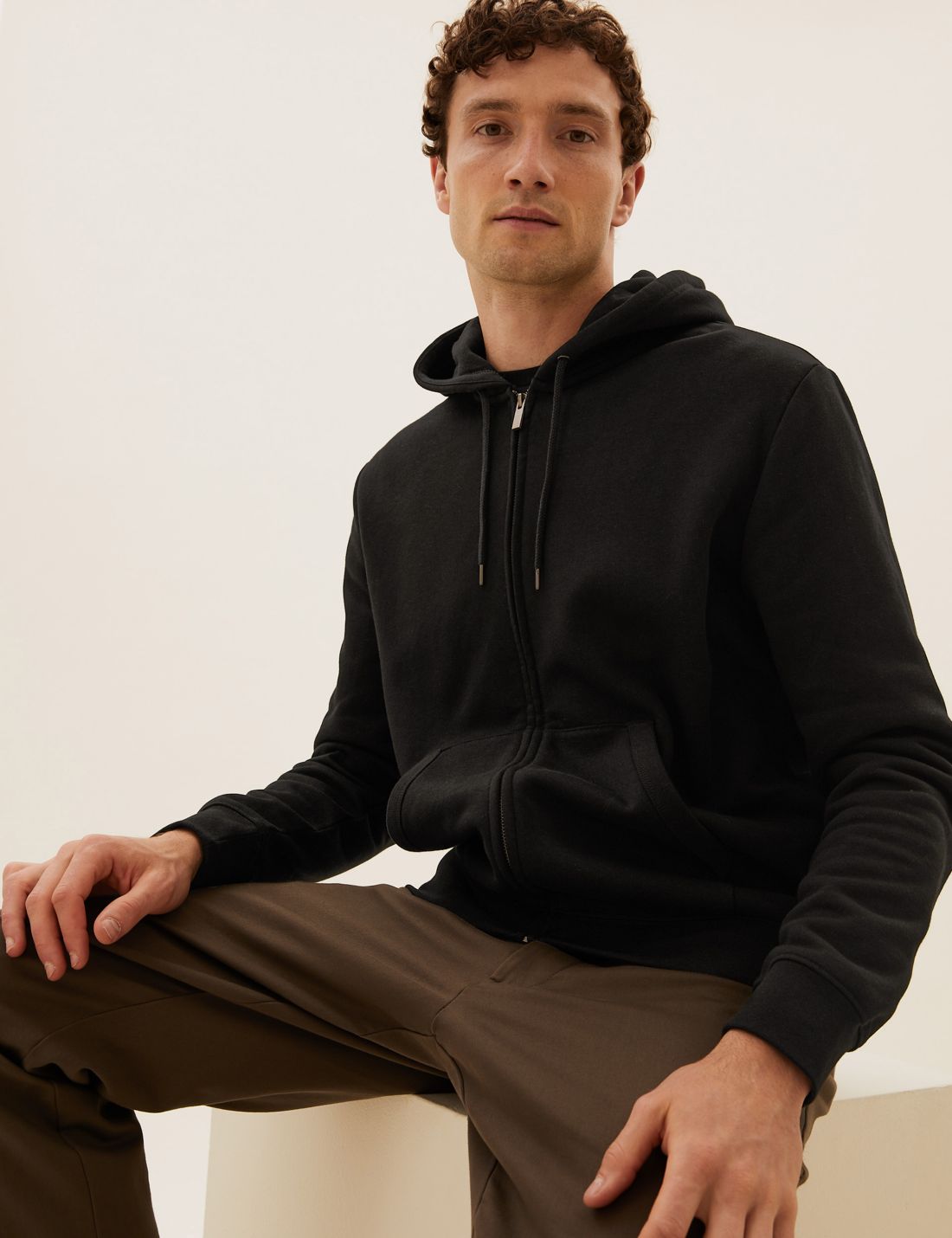 Saf Pamuklu Kapüşonlu Sweatshirt